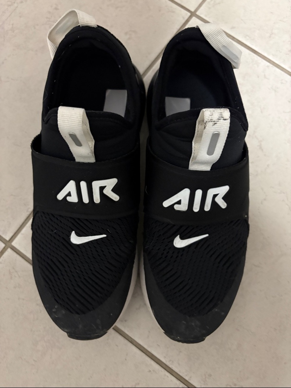 Nike Big Girl Black & White Air Slip-On Sneakers with Strap